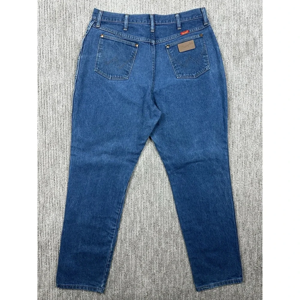 Vintage Wrangler Jeans Mens 35x32 Blue Denim 13MWZ Cowboy Cut USA Made Western